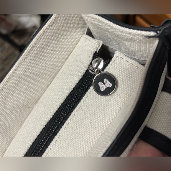 Disney’s Minnie Mouse Off-White Crossbody/Top Handle Bag with Charm - Picture 8 of 10